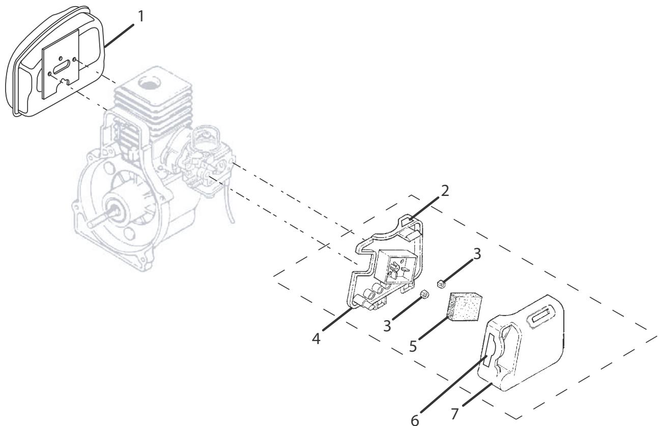 Technical diagram of a mechanical assembly with numbered components, showing exploded view and disassembled parts.