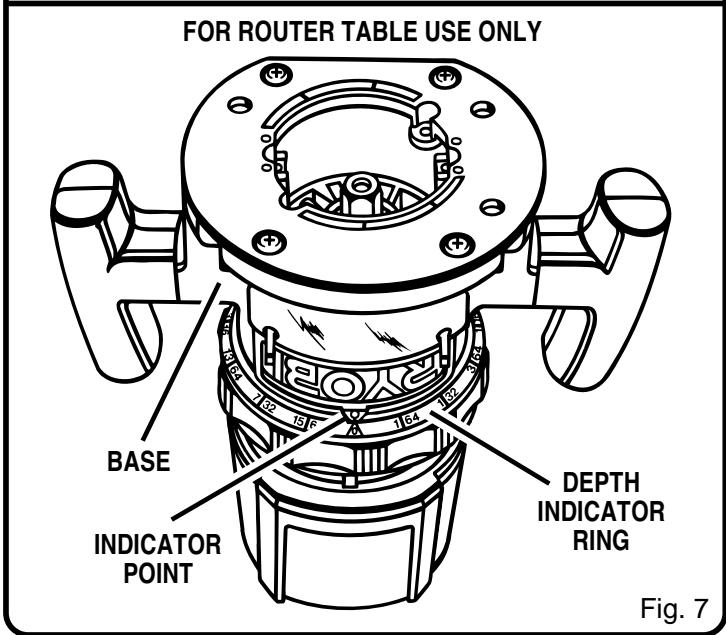 RYOBI R161 - DEPTH OF CUT ADJUSTMENTS WHEN ROUTER IS MOUNTED TO A ROUTER TABLE - 4