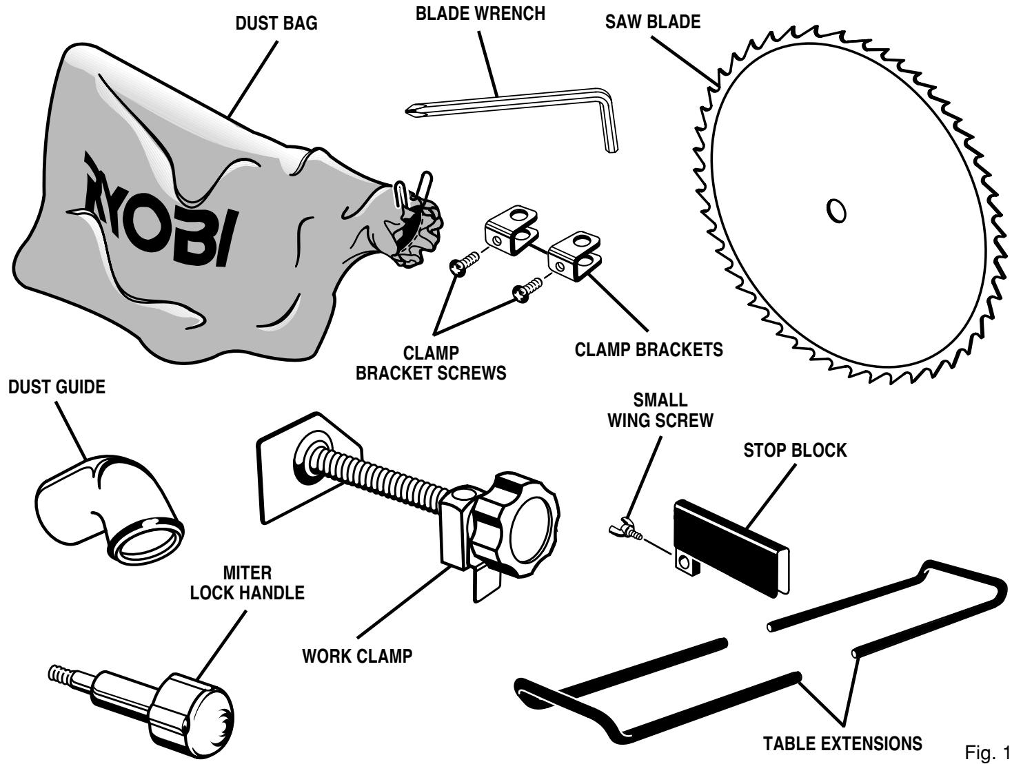 RYOBI TS1351 - LOOSE PARTS LIST - 1
