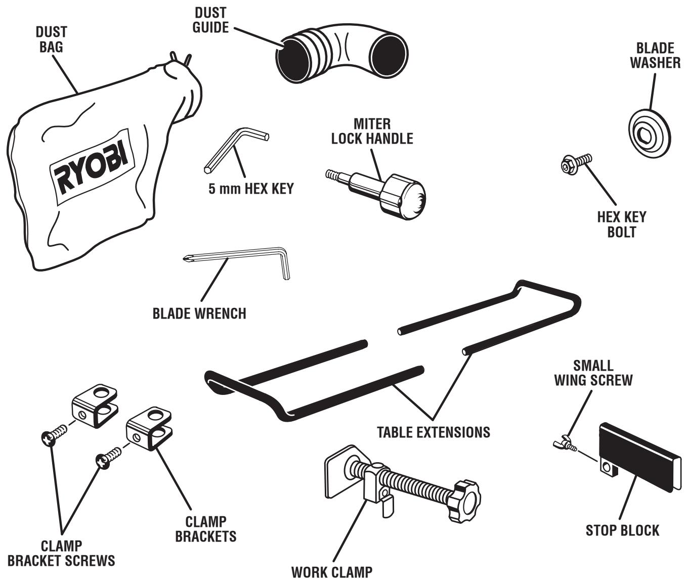 RYOBI TS1353 - LOOSE PARTS LIST - 1