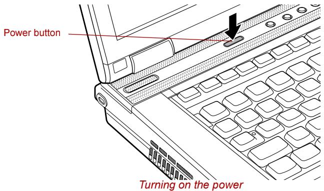Power button Turning on the power