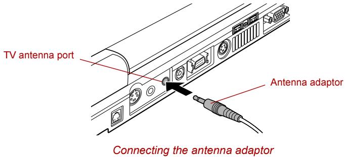 TV antenna port Antenna adaptor Connecting the antenna adaptor