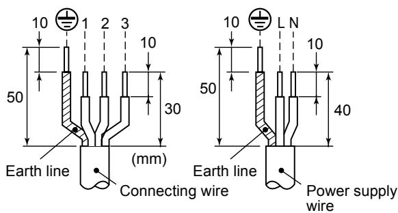 10 1 2 3 10 50 30 Earth line (mm) Connecting wire 10 LN 10 50 40 Earth line Power supply wire