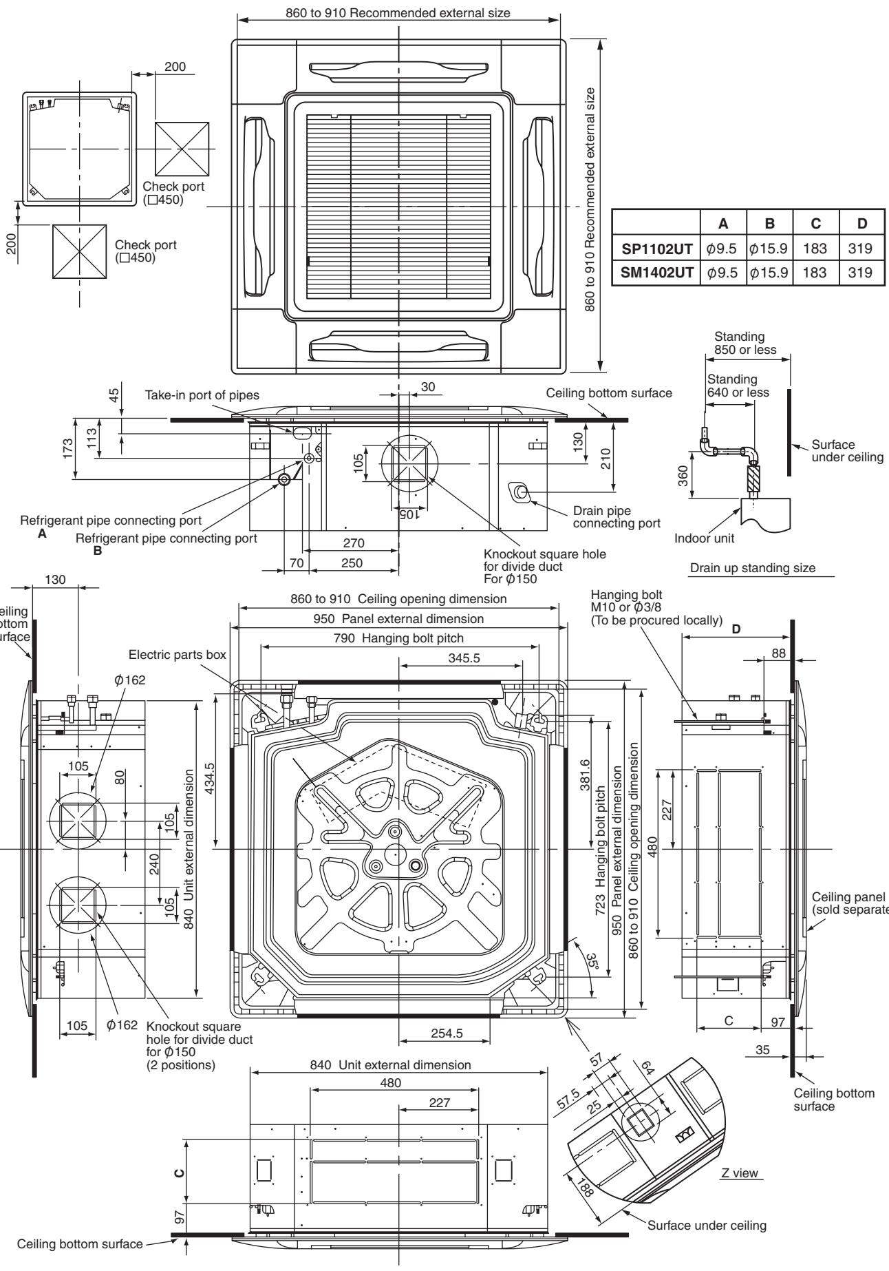 TOSHIBA RAV-SP1402AT-E - 2-1-3. Dimension - 2