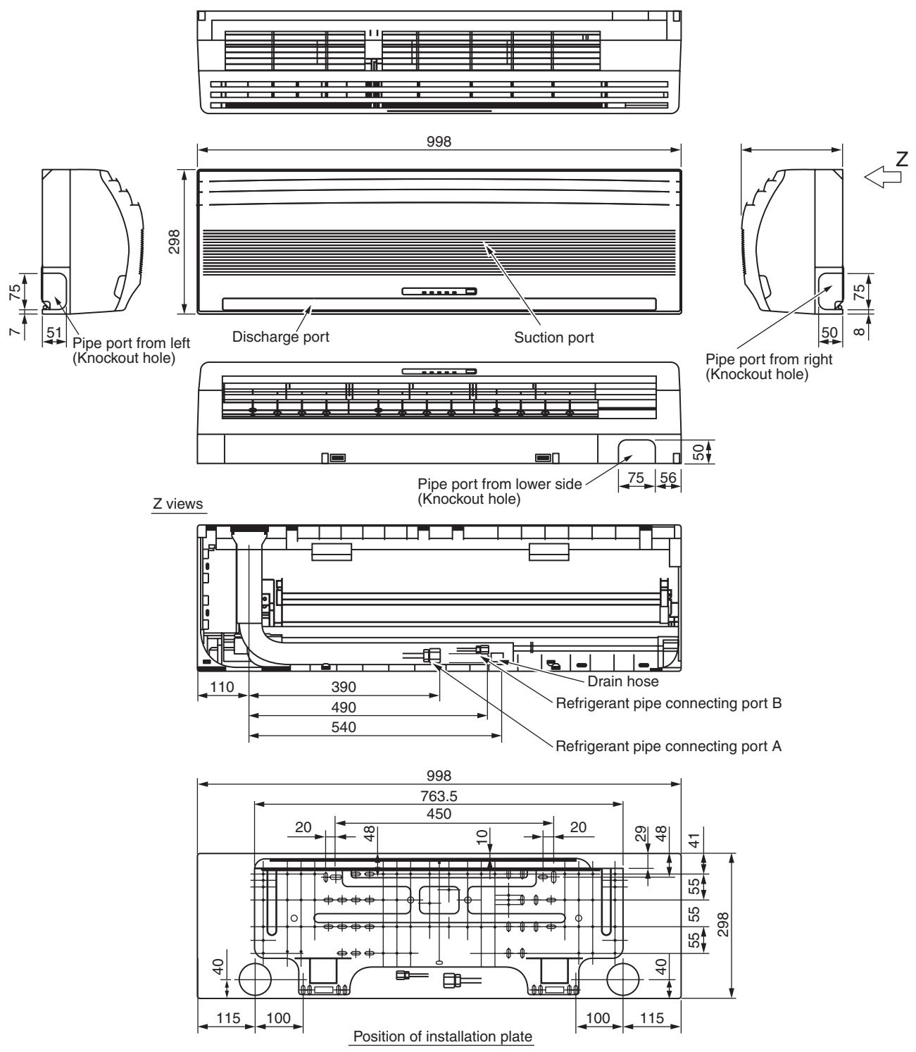 TOSHIBA RAV-SP1402AT-E - 2-4-3. Dimension - 1