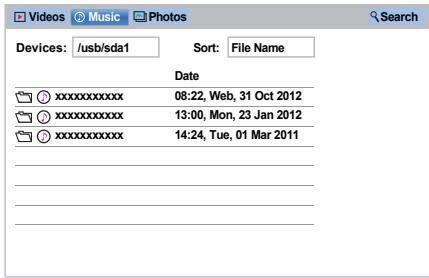TOSHIBA W4333 - Music List (USB and Network Player Music) - 1