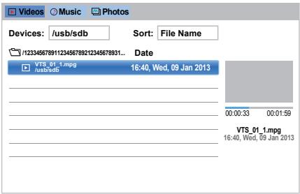 TOSHIBA W4333 - Videos List (USB and Network Player Movie) - 1