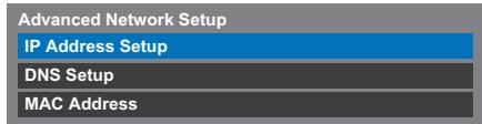 Advanced Network Setup IP Address Setup DNS Setup MAC Address