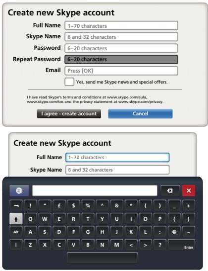 Create new Skype account Full Name 1-70 characters Skype Name 6 and 32 characters Password 6-20 characters Repeat Password 6-20 characters Email Press [OK] Yes, send me Skype news and special offers. I agree - create account Cancel Create new Skype account Full Name 1-70 characters Skype Name 6 and 32 characters
