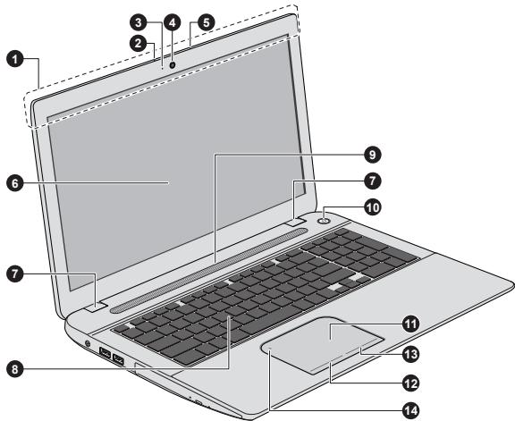 TOSHIBA C70D-A-111 - Front with the display open - 2