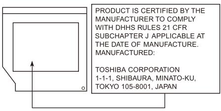 TOSHIBA C70D-A-111 - Location of the Required Label - 1