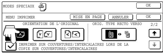 SHARP AR-M451 - Si vous ajoutez des couvertures ou des intercalaires, sélectionné si vous souhaitez imprimer ou non sur les couvertures ou les intercalaires. - 1