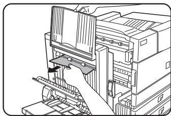 SHARP AR-M451 - Tenez le plateau de sortiependant que vous retirez le papier bloqué, comme indiqued sur les illustrations ci-dessous. - 1