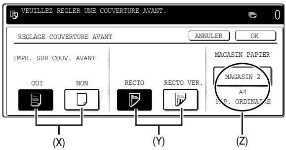 SHARP AR-M451 - Paramétrz les conditions d'insertion du papier de couverture avant. - 1