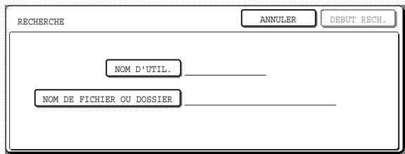 SHARP AR-M451 - Sur l'écran de recherche de données, Sélectionnez si vous souhaitez effectuer une recherche par [NOM D'UTIL.] ou [NOM DE FICHIER OU DE DOSSIER]. - 1