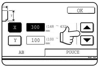 SHARP AR-M451 - Appuyez sur la touche  ou la touche pour entraer les dimensions X (largeur) et Y (longueur) du papier. - 1