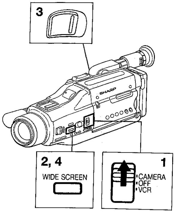 3 2, 4 WIDE SCREEN 1 CAMERA OFF VCR