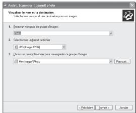 Assistant: Scannamier apprentif photo Vivores de n° et de la destination Selectées un notes et une direction pour vos images. 1. Enter un nom pour ce groupe d'images: 2007 3. Selectées un jenai de fiche: JPG (image.PFD) 4. Diction sur emplacement pour suivaragée ce groupe d'images: Mens images/Photo: Passifs... Dividend Systeit Avendue