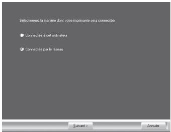 Sélectionnez la manière dont votre imprimante sera connectée. ● Connectée à cet ordinateur ○ Connectée par le réseau Certain Annulé