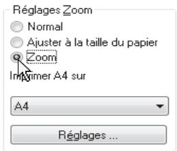 Réglages Zoom Normal Ajuster à la taille du papier Zoom In Figurer A4 sur A4 Réglages ...