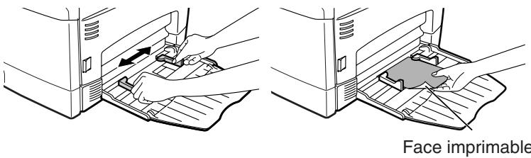 SHARP AL-2021 - Ajustez les guides papier à la largeur du papier. Insérez le papier (face imprimée vers le bas) à fond sur le plateau d'alimentation auxiliaire. - 1