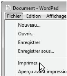 Document - WordPad Fichier Edition Affichage Nouveau... Ouvrir... Enregistrer Enregistrer sous... Imprimer... Aperçu avant impressio