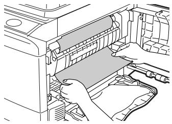 SHARP AL-2021 - Dégagez délicatement le papier bloqué en passant en dessous de l'unité de fixation comme indiqué sur l'illustration. Si vous ne parvenez pas à le dégager, passez à "C : Bourrage papier dans la zone de transport". - 2
