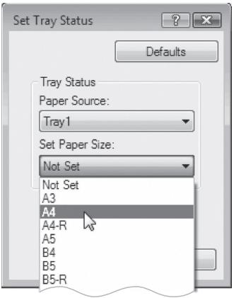 SHARP AR-5620D - Click the "Set Tray Status" button and select the size of paper that is loaded in each tray. - 1