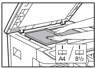 SHARP AR-5620D - Place the original on the document glass, aligning the division between the pages with the size marker (A4 (8^1 / 2) ). Close the document cover/ SPF/RSPF. - 1
