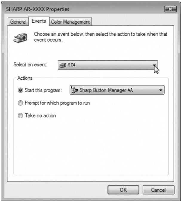 SHARP AR-5620D - Select "SC1:" from the "Select an event" pull-down menu. - 1