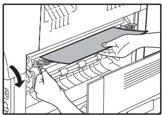 SHARP AR-5620D - Open the fusing paper guide by pressing down the green-labeled projection on the guide and remove the misfed paper. - 1