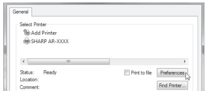 SHARP AR-5620D - Make sure that "SHARP AR-XXXX" is selected as the printer. - 1