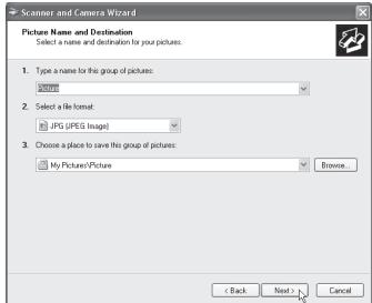 SHARP AR-5620D - SCANNING FROM THE "Scanner and Camera Wizard" (Windows XP) - 5