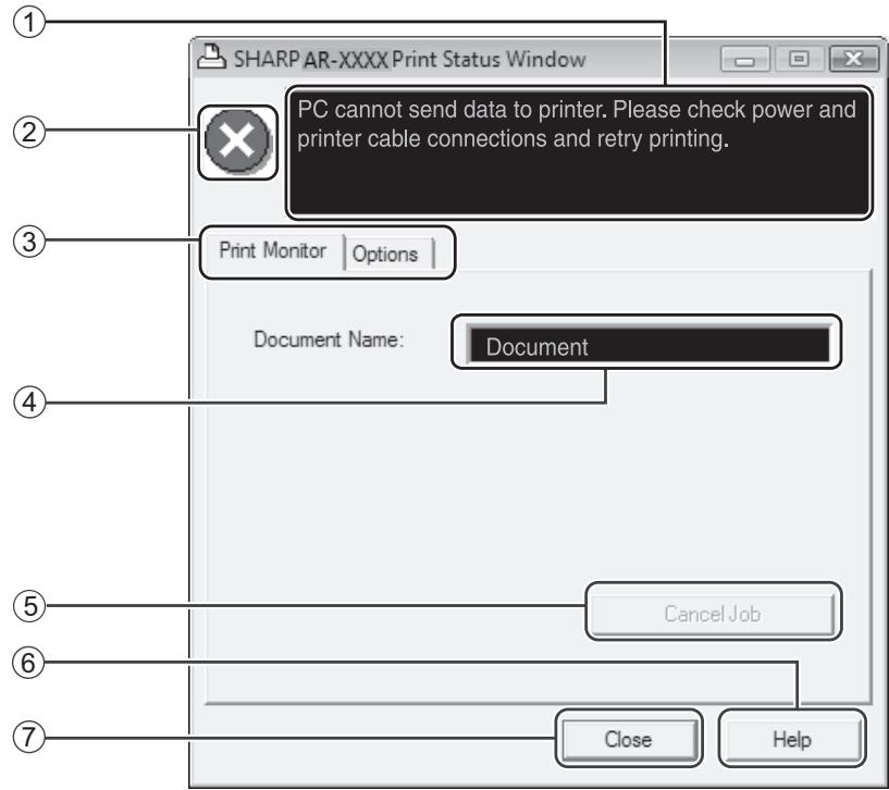 SHARP AR-5620D - OUTLINE OF THE PRINT STATUS WINDOW - 1