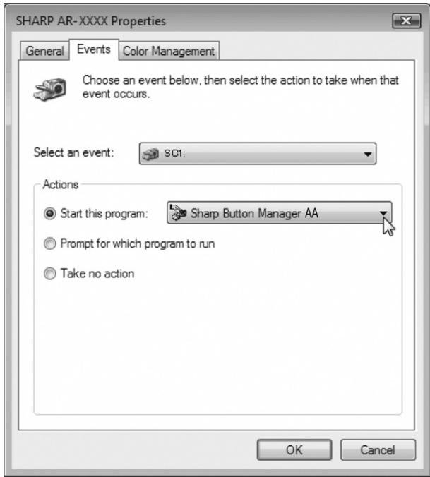SHARP AR-5620D - Select "Start this program" and then select "Sharp Button Manager AA" from the pull-down menu. - 1