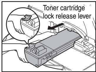 SHARP AR-5620D - Pull the toner cartridge out while pressing the lock release lever. - 1