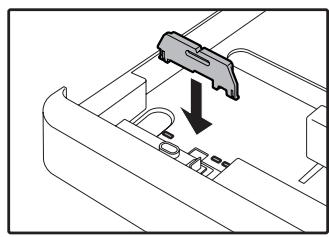 SHARP AR-5620D - Squeeze the lock lever of the front guide and slide the front guide to match the width of the paper, and move the left guide to the appropriate slot as marked on the tray. - 2
