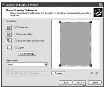 SHARP AR-5620D - SCANNING FROM THE "Scanner and Camera Wizard" (Windows XP) - 3