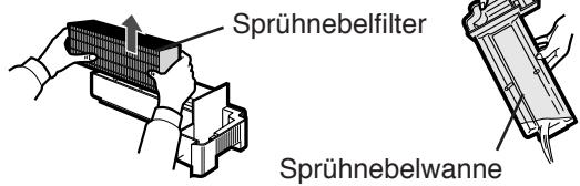 SHARP KC-6400E - Tank entfernen, Sprühnebelfilter aus der Sprühnebelwanne nehmen, Wasser langsam durch Neigen der Sprühnebelwanne ablaufen lassen. - 1