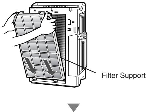 SHARP KC-6500E - Fit the Washable Active Carbon Filter to the tab on the top of the main unit. - 3