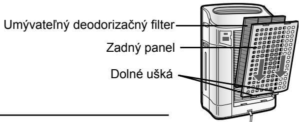 SHARP KC-840E - Vložte 2 dolné ušká zadného panela (l'avé a pravé) do malých otvorov v prístroji a zasuňte umývatel'ný deodorizačný filter medzi HEPA filter a zadný panel. - 1