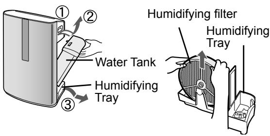 SHARP KC-840E - Remove the Water Tank and Humidifying Tray. - 1