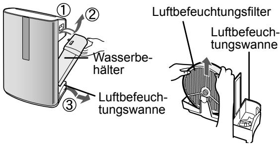 SHARP KC-840E - Herausnehmen des Wasserbehälters und der Luftbefeuchtungs- wanne. - 1