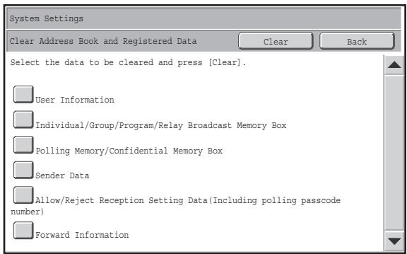 SHARP MX-FRX9U - Clear Address Book and Registered Data - 1