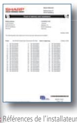 SHARP Références de l'installateur