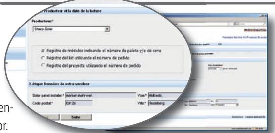 Productor et la data de la facture Productor: Draw Solar a Registro del módulos indicante el número de paleta y/o de sare b Registro del kit utilizando el número de pedido c Registro del proyecto utilizando el número de pedido 2. dLogos Bonades de voto a versiónes Solar panel installar: Maltan/multivart Vale: Mullano Cede postal: 091-26 Vale: Nacolurg Saldo