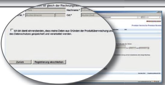 Ich bin damit einverstanden, dass meine Daten aus Gründen der Produktüberwachung und des Datenschutzes gespeichert und verarbeitet werden. Zurück Registrierung abschlieten