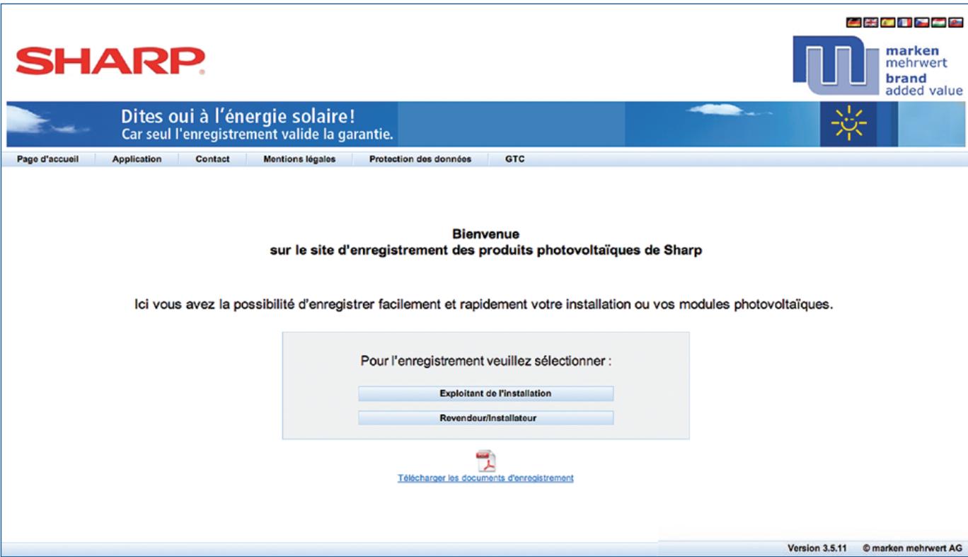 SHARP Dites oui à l'énergie solaire! Car seul l'enregistrement valide la garantie. Page d'accueil Application Contact Mentions légales Protection des données GTC Bienvenue sur le site d'enregistrement des produits photovoltaïques de Sharp Ici vous avez la possibilité d'enregistrer facilement et rapidement votre installation ou vos modules photovoltaïques. Pour l'enregistrement veuillez sélectionner : Exploitant de l'installation Revendeur/Installateur Télécharger les documents d'enregistrement Version 3.5.11 © marken mehrwert AG