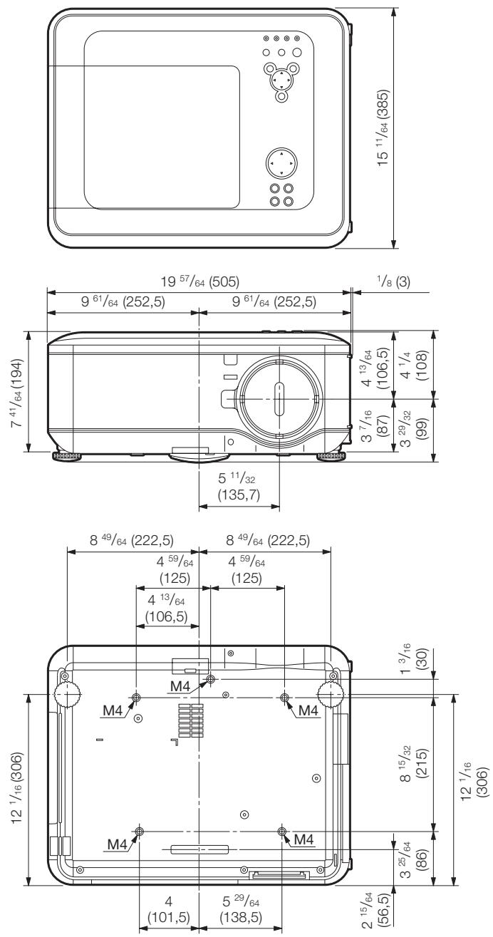 SHARP XG-PH80W-N - Dimensions - 1