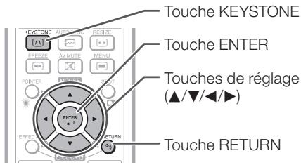 SHARP XG-SV100W - Appuyez sur KEYSTONE sur le projecteur ou sur la télécommande. - 2